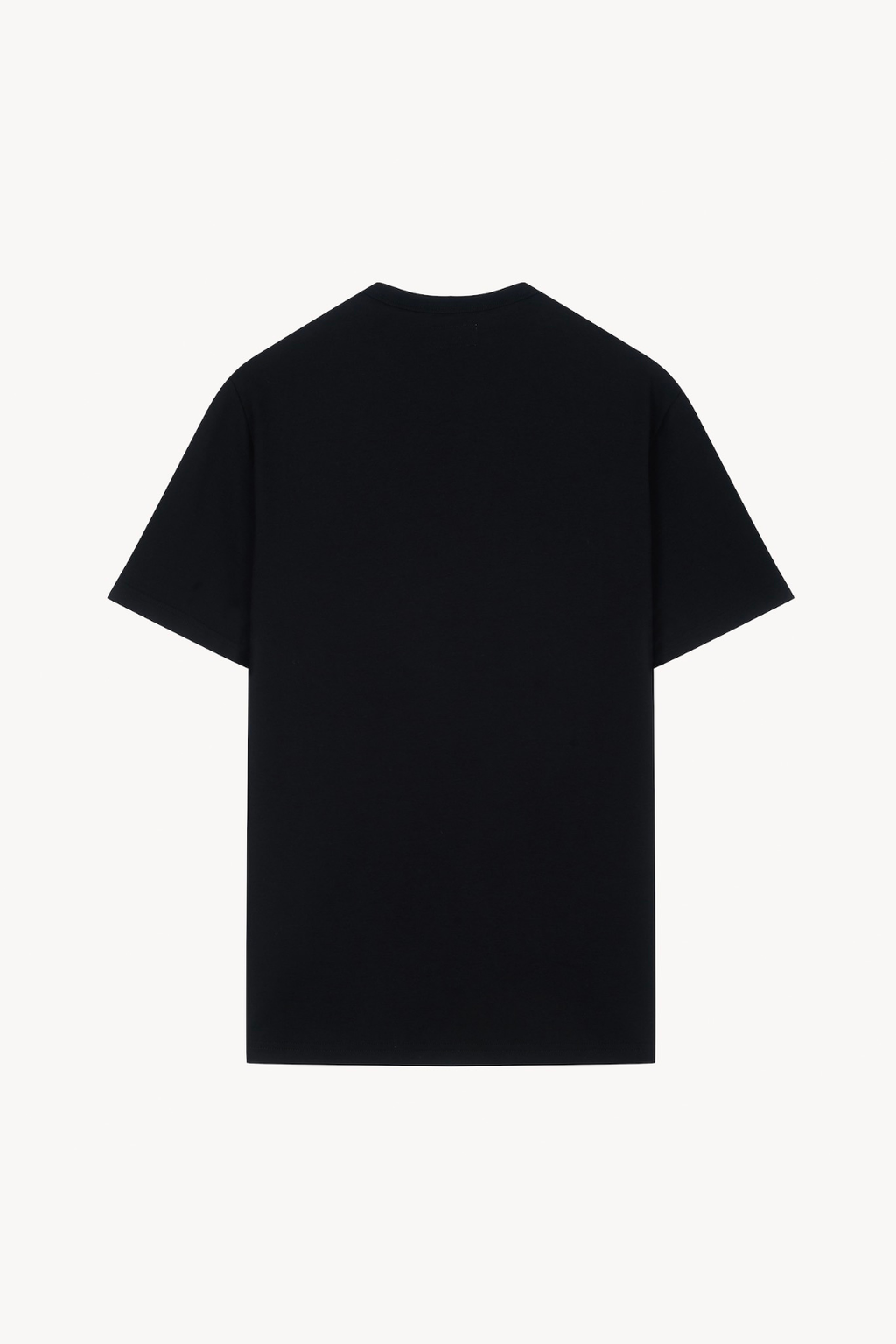 Back view of AURETEMPHE black organic cotton short sleeve t-shirt.