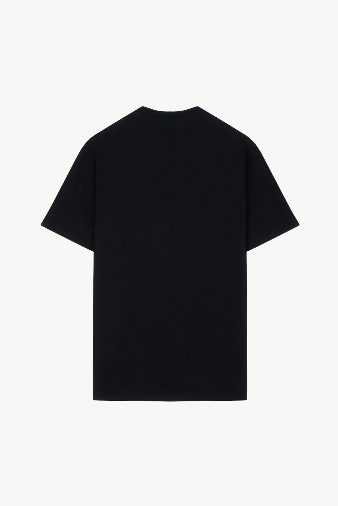Back view of AURETEMPHE black organic cotton short sleeve t-shirt.