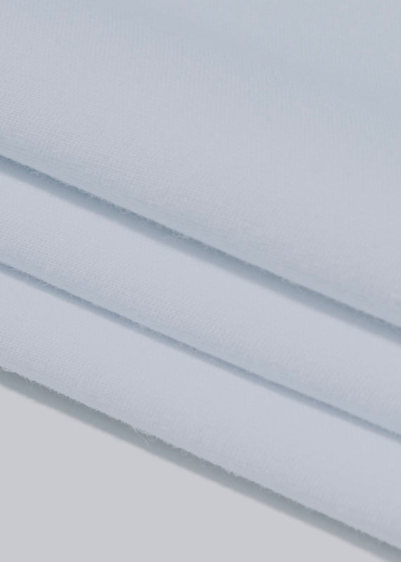 Detail view of Moonlight White organic cotton fabric by AURETEMPHE, shown in monochrome.